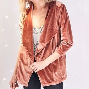 Silence + Noise Lela Drapey Velvet Open Blazer in Dusty Rose - Small, Women’s